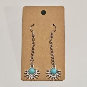 Silver and Turquoise Sunburst Earrings